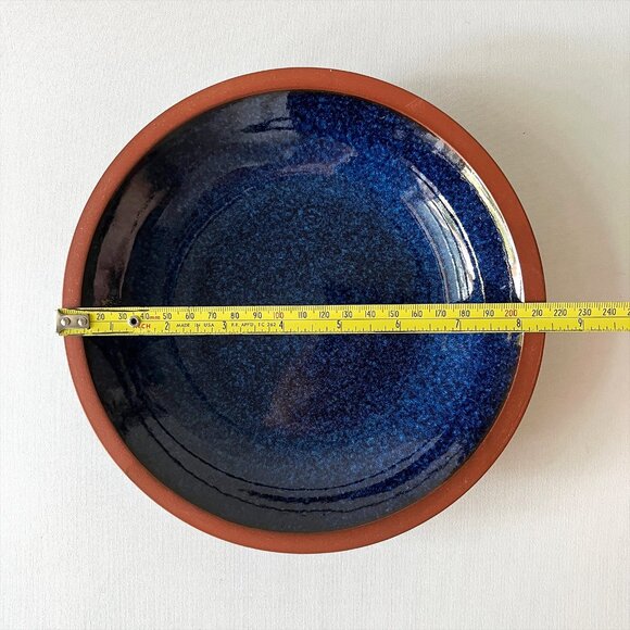 Vintage Suffolk Tableware Henry Watson Pottery England Blue Terracotta Soup Bowl - Picture 5 of 7